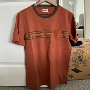 Taylor Stitch Heavy Bag Tee - Dusty Rose Embroidered Stripe - Size 42/Large